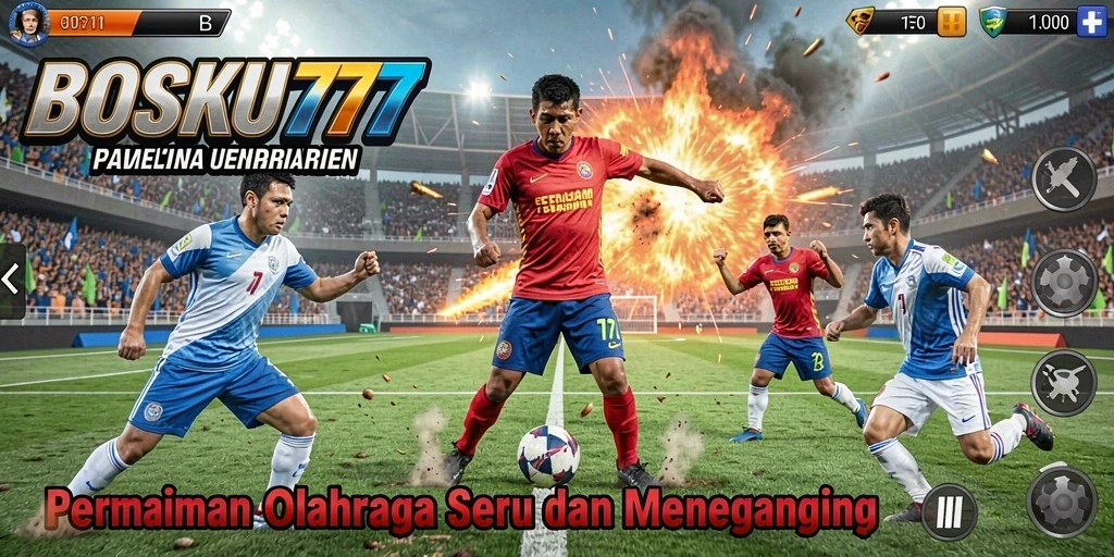 Screenshot gameplay BOSKU777 menampilkan aksi seru di lapangan.