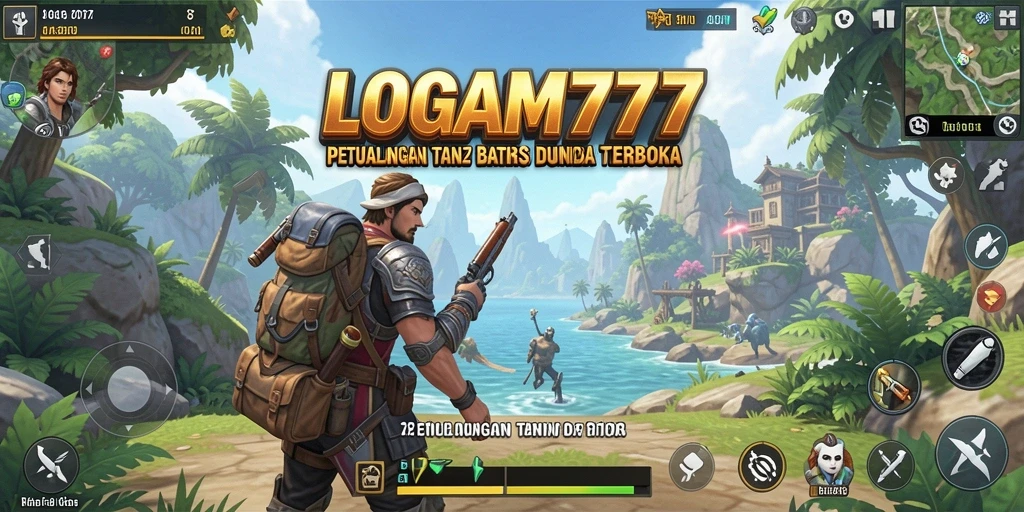 Screenshot LOGAM777 memperlihatkan gameplay penuh aksi dunia terbuka.