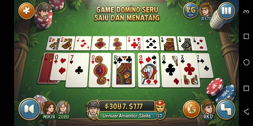 Tampilan gameplay seru dalam permainan domino RK77.